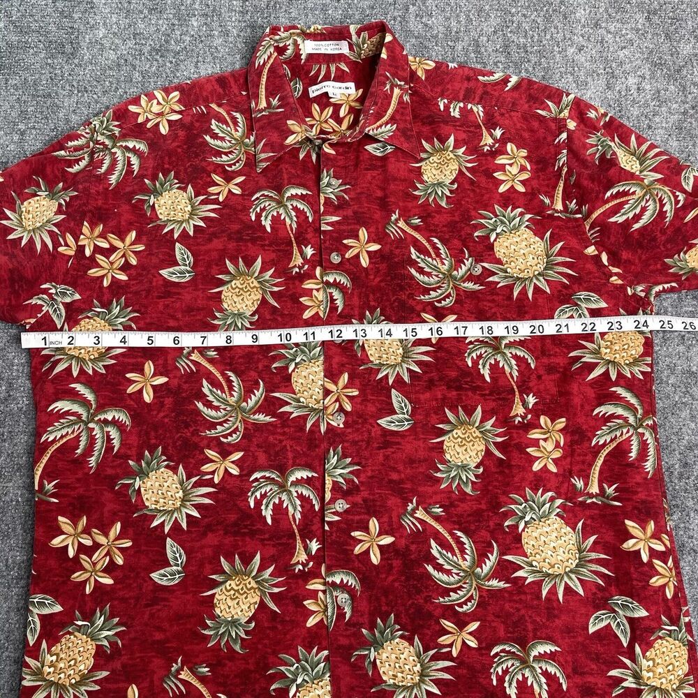 Pierre Cardin Shirt Mens Large Short Sleeve Button Up Pineapple Palms Beach Camp - Picture 5 of 6